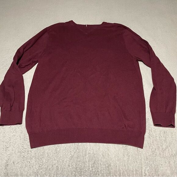 TOMMY Hilfiger 100% cotton v-neck sweater size XXL burgundy very good condition - Picture 6 of 8